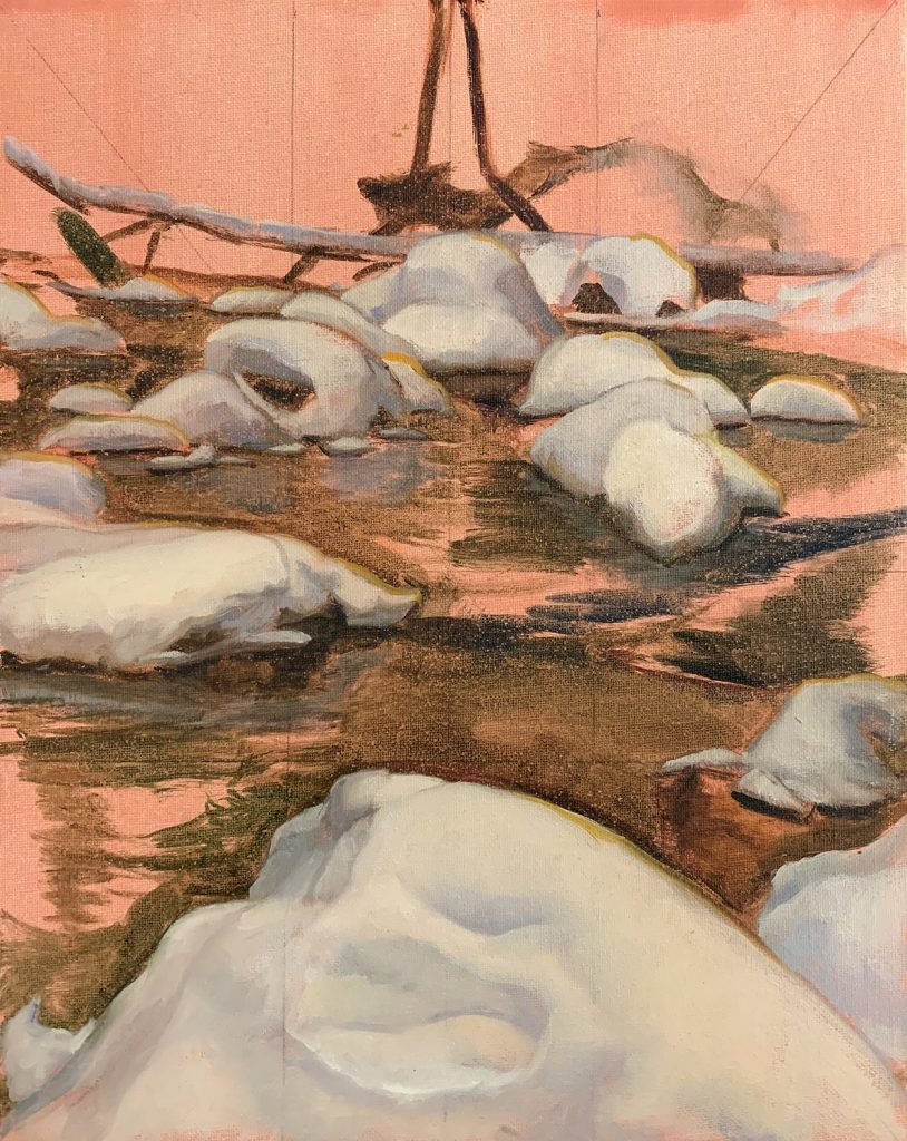 Mianus River 5, by Julia Chen, 2021, oil on canvas board