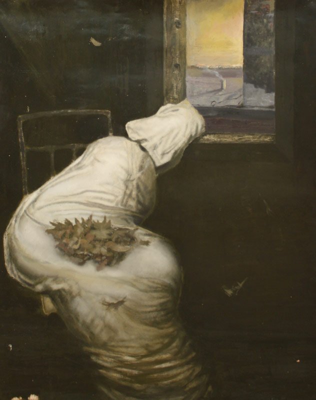 A Break in the Veil, by David Stenulson, 2012, Oil on shellacked paper