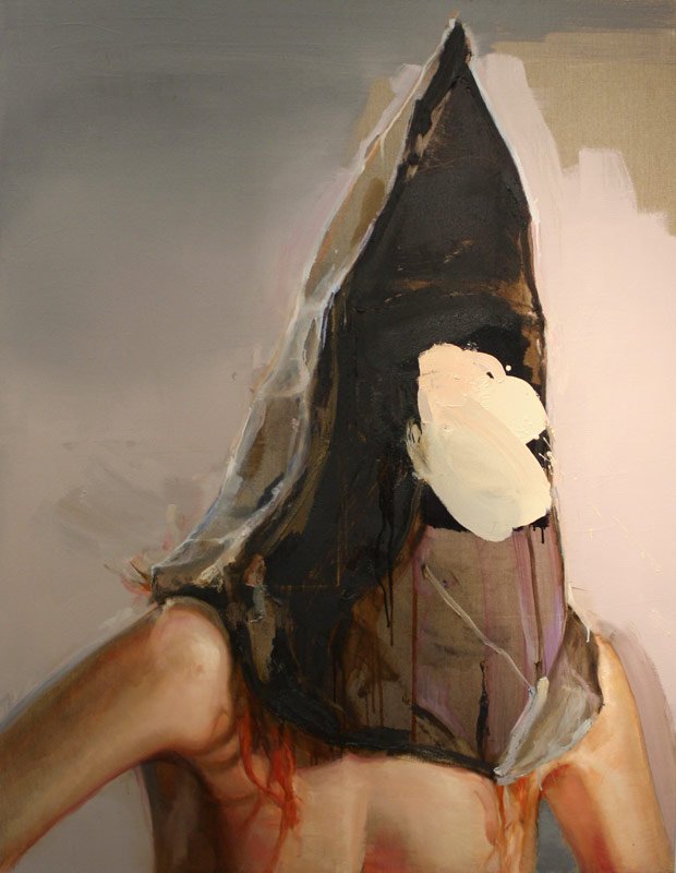 Trilateral, by Alexander Barton, 2012, Oil, tar, and shellac on linen