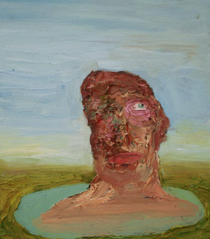 Self-Portrait in Pond, by Nicholas Borelli, 2012, Oil on panel