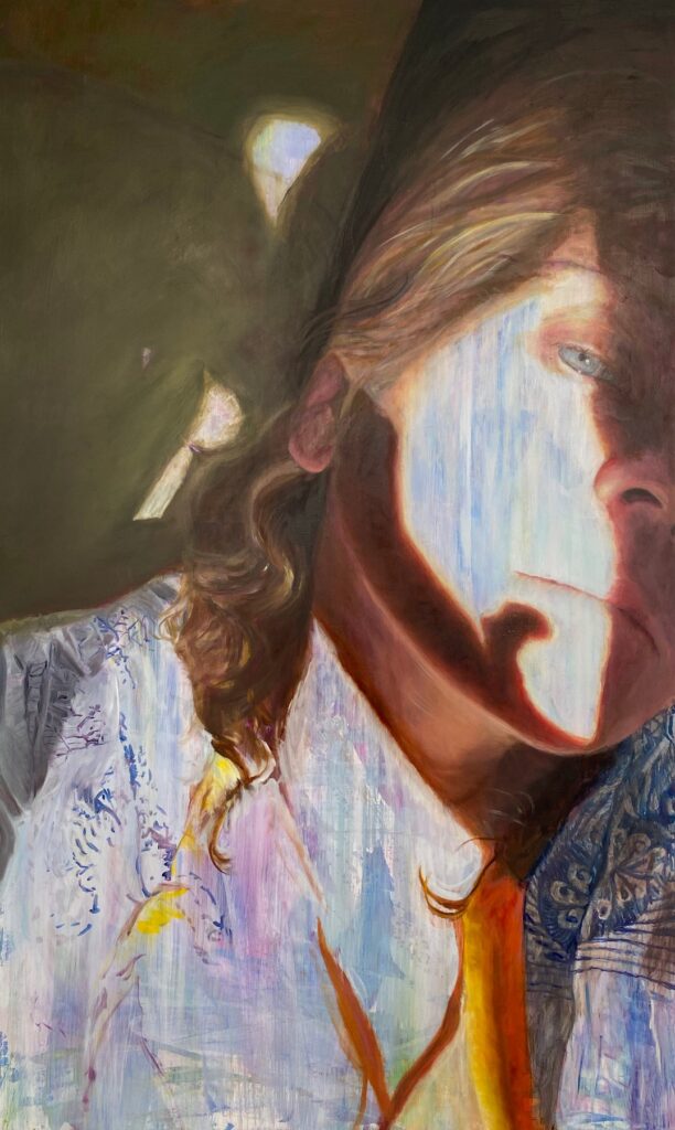 Clear Eyes, by Michelle Alford, 2020, acrylic, oil, and charcoal on canvas