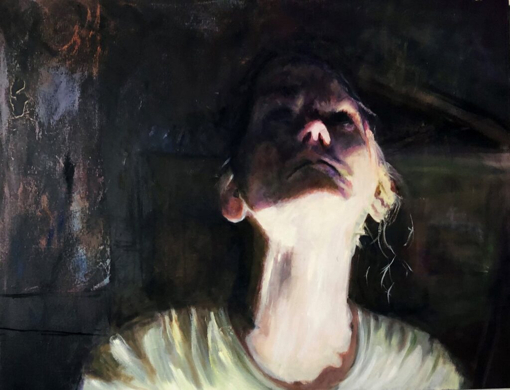 Neck Girl, by Michelle Alford, 2019, oil and charcoal on canvas