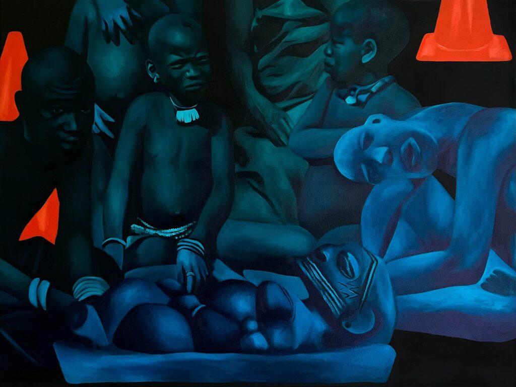 The Mourners, by Taylor Allmon, 2022, oil on canvas