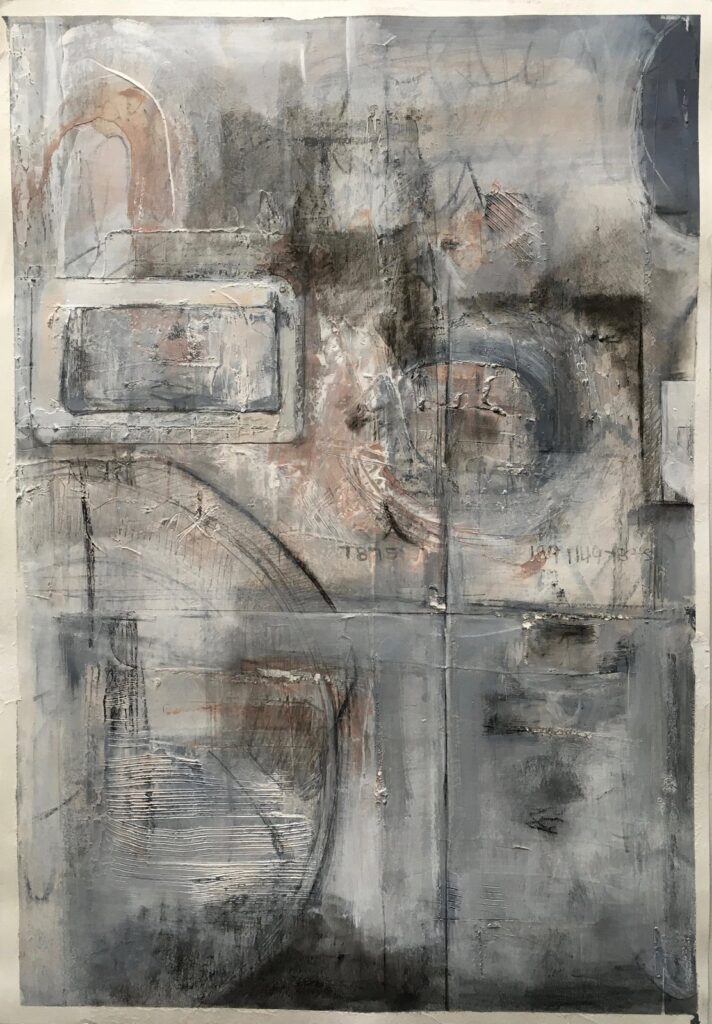 Transform, by Tania Alvarez, 2016, Acrylic, charcoal, graphite, modeling paste on paper