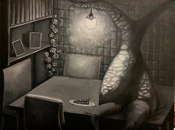 From Silence & Spaces, by Carolina Amarillo, 2022, oil on canvas