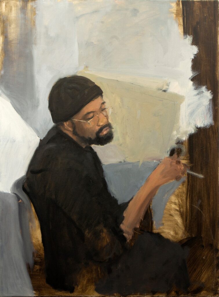 Draughtsman's Flourish, by Luke Baggott, 2018, oil on canvas