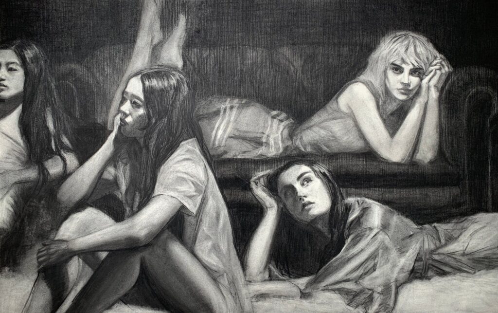 Stasis, by Anna Bak-Kvapil, 2019, charcoal on paper