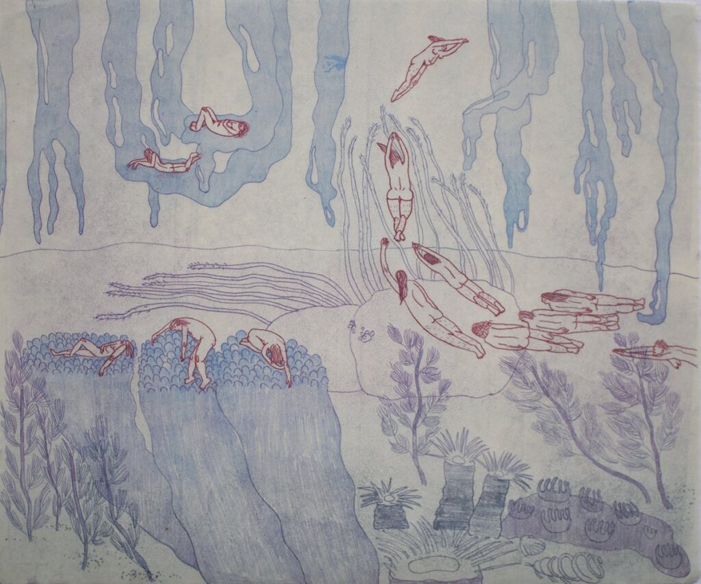 Fish, by Lydia Baker, 2020, ink monotype on Kitakata paper