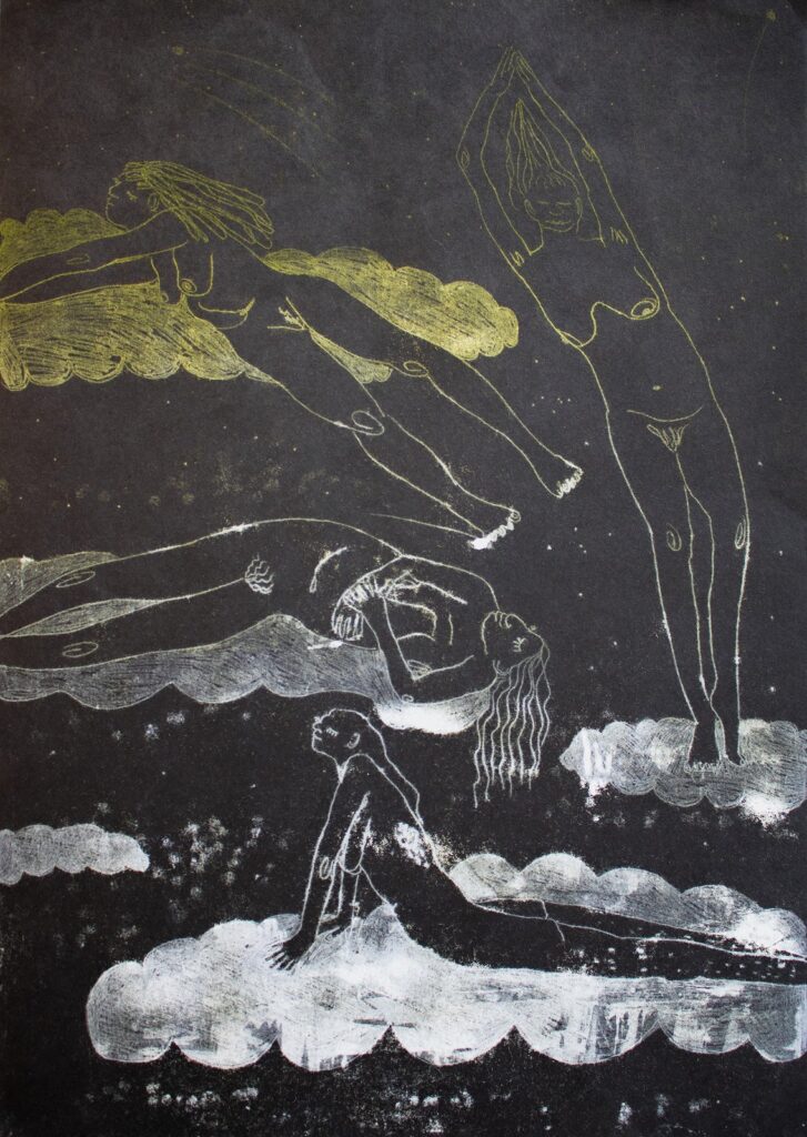 Night, by Lydia Baker, 2020, ink monotype on Awagami paper
