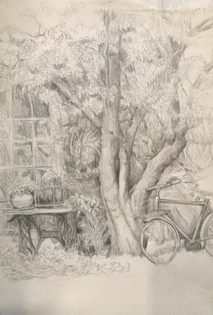 Hotel Baudy, by Antonia Barolini, 2018, graphite on paper