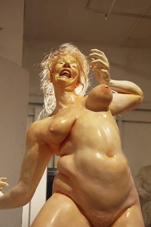 Untitled, by Corinne Beardsley, 2011, oil paint and hair