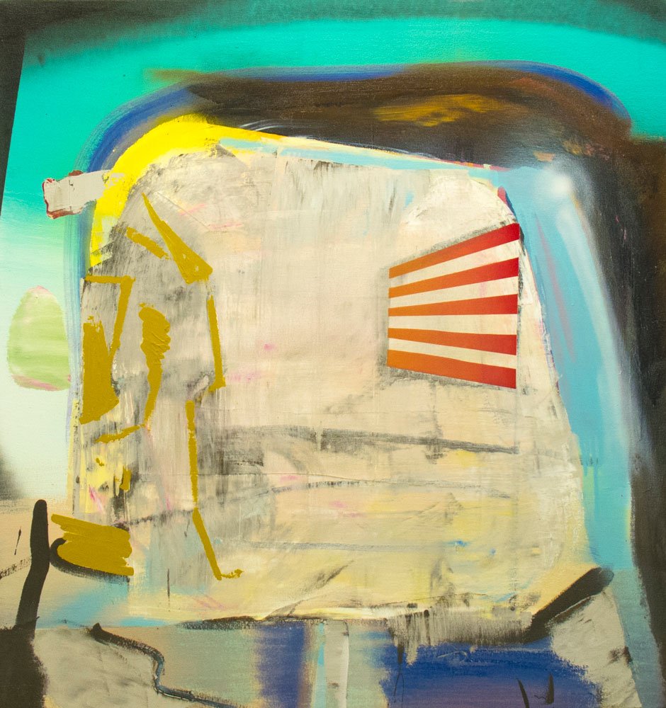 Moon Landing, by Jonathan Beer, 2013, Oil paint, enamel paint, spray paint on canvas