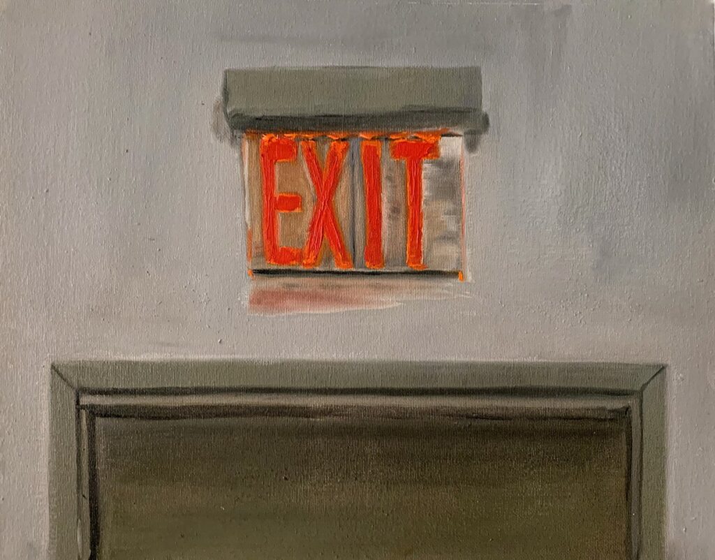 Exit, by Dayana Beisenova, 2019, oil on canvas panel