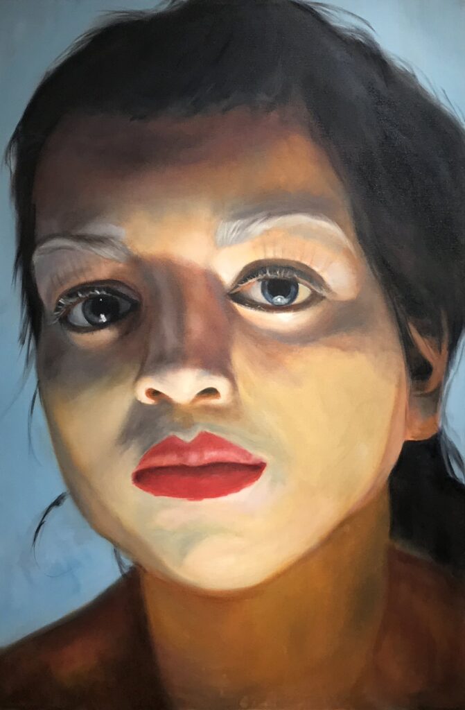 Half-Finished Makeup, by Berenice Bell, 2017, Oil on canvas