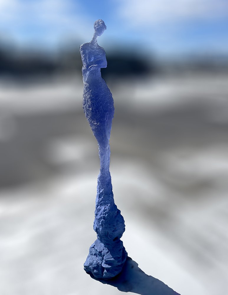 Mother & Child, by Joan Benefiel, 2023, resin and aerosol fade