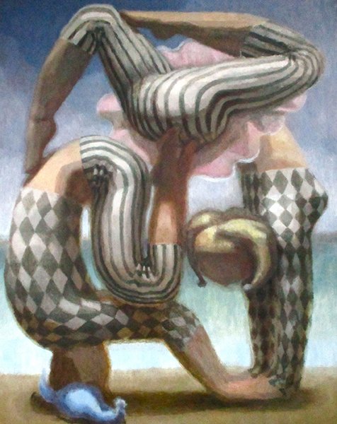 Beach Harlequins III, by Chris Bilton, 2019, oil on linen