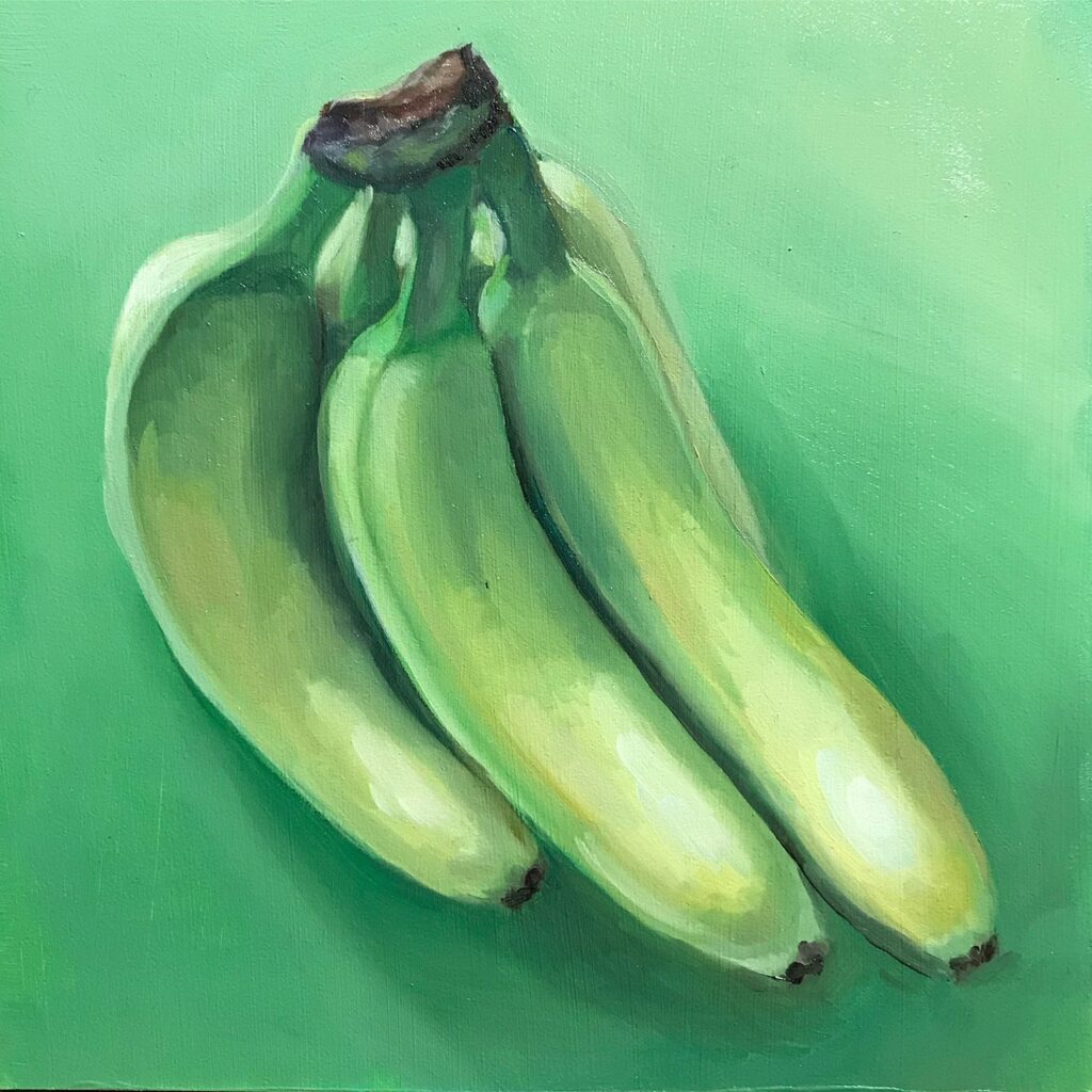 Green Bananas, by Holly Blum, 2019, oil on panel