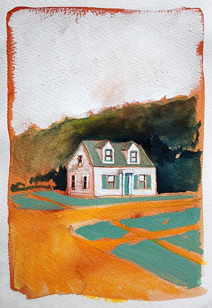 A Study For Home #2, by Carrie Bobo, 2019, gouache and graphite on cotton paper