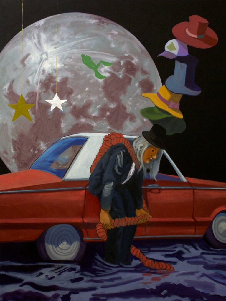 Lucky, by William Bolton, 2015, Oil and aluminum leaf on canvas