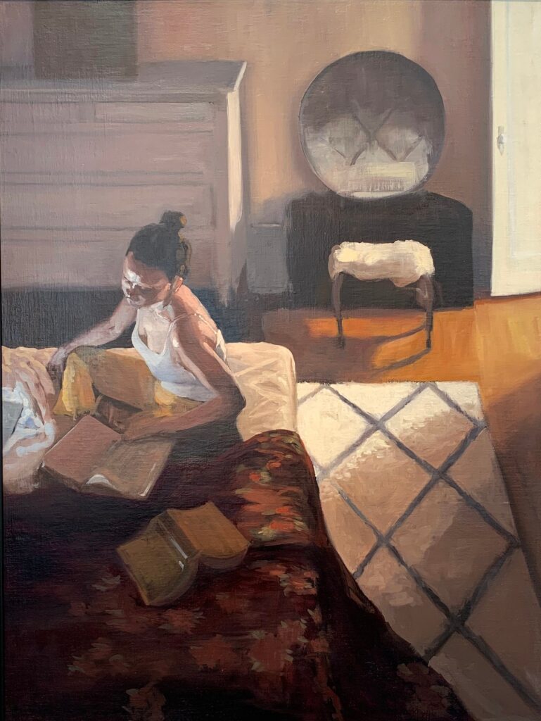 On the Bed, by Sydney Bowers, 2019, oil on linen