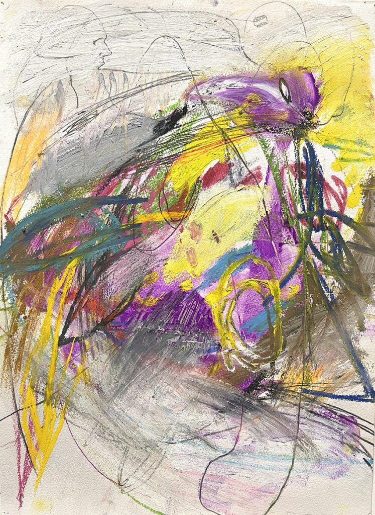 Regalia, by João Brandão, 2021, acrylic, pastel, and crayon on prepared paper