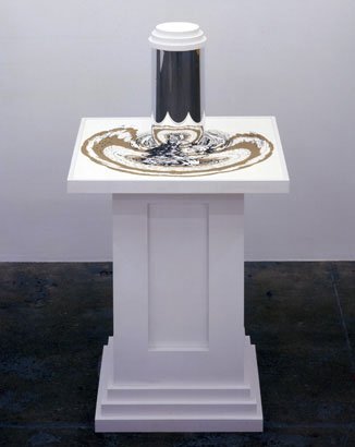 The Invisible Landscape, by Jesse Bransford, 2004, Acrylic paint on paper, mylar tube, wooden base