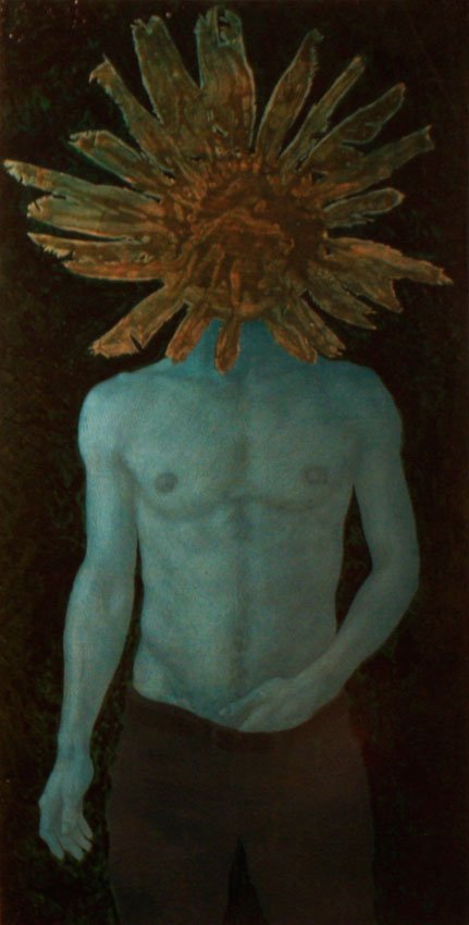 Feather Mask, by Zachary Brown, 2013, Oil and copper on panel