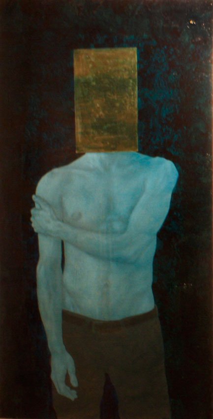 Rectangle Mask, by Zachary Brown, 2013, Oil and copper on panel