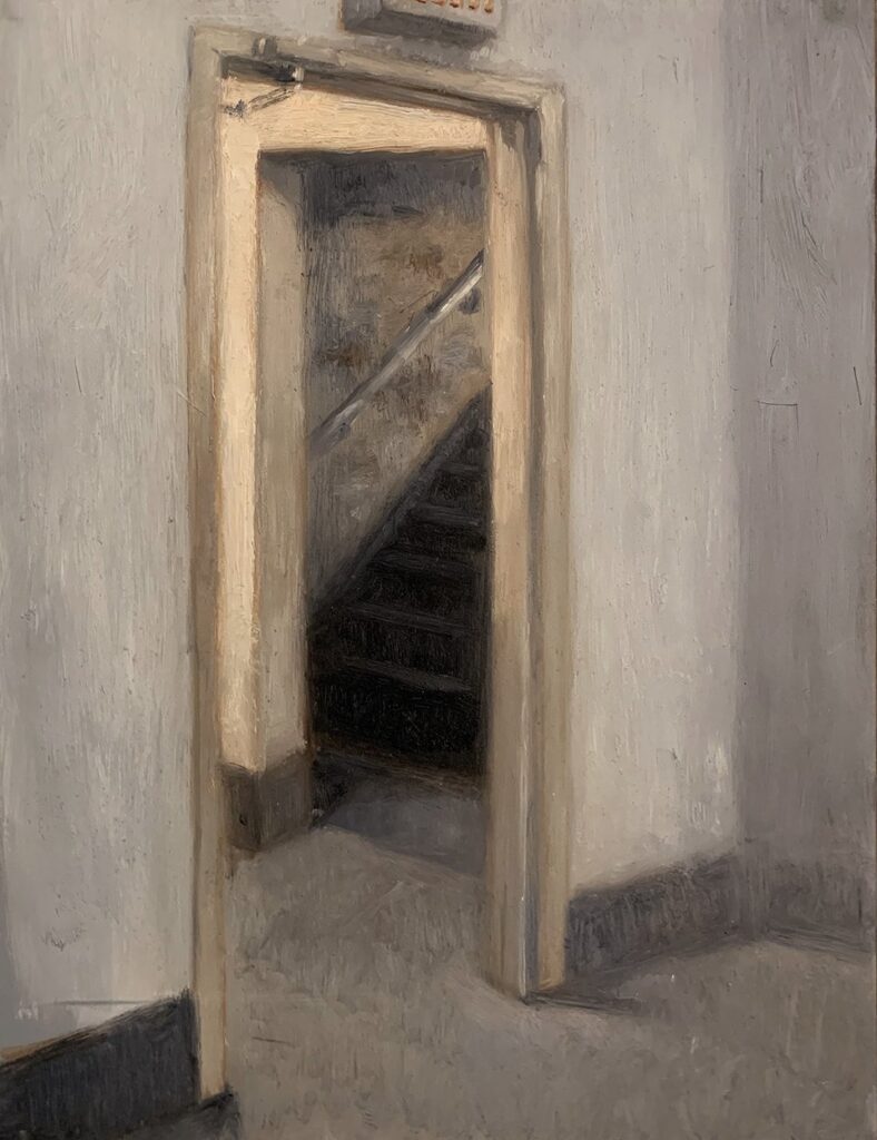 Stair I, by Nathan Brutzman, 2019, oil on panel