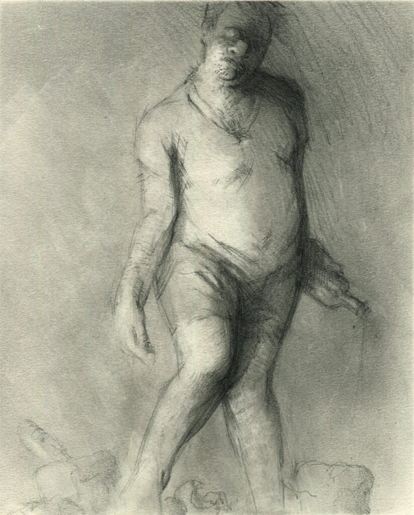 Stance-19, by Nathan Brutzman, 2020, graphite on paper