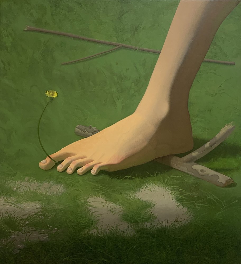 Well Placed Foot, by Tim Buckley, 2018, acrylic and oil on canvas