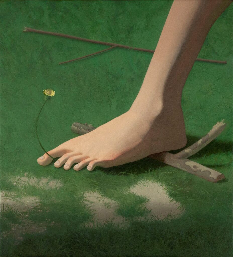 Well Placed Foot, by Tim Buckley, 2018, acrylic and oil on canvas over panel