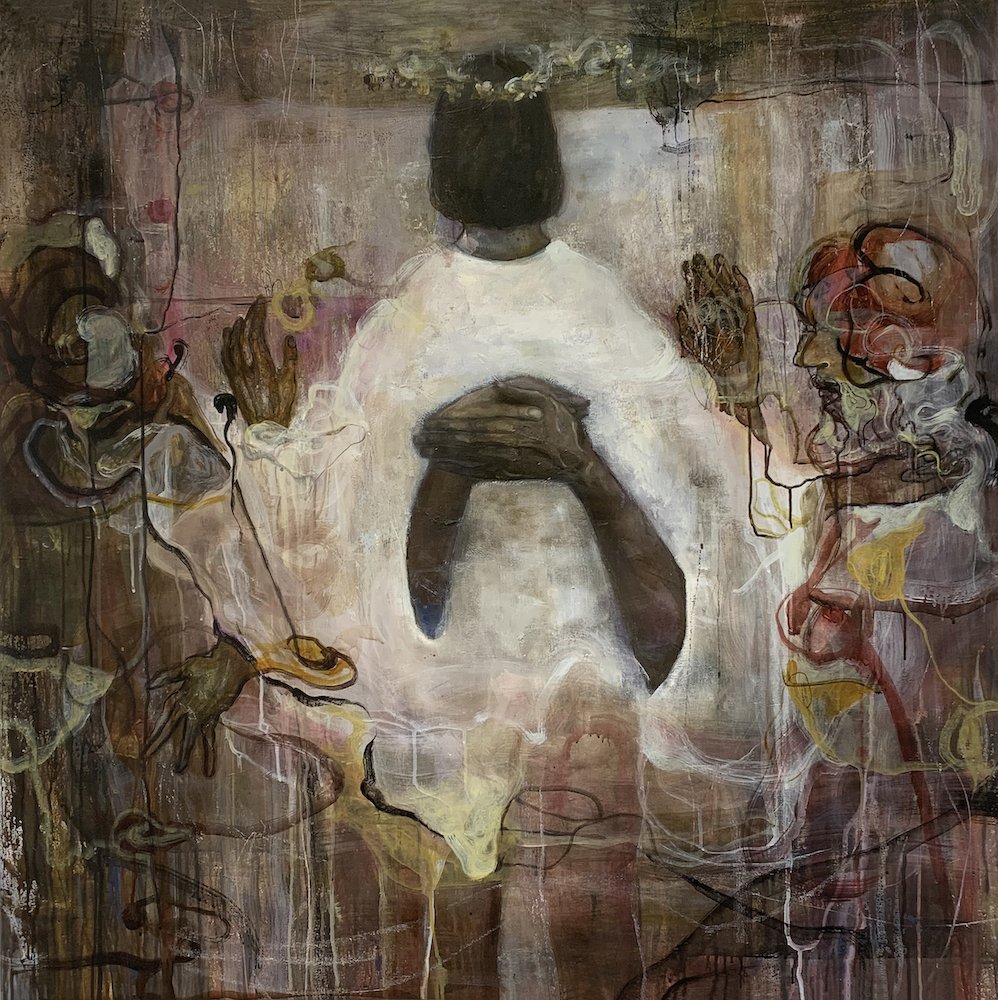 Symposium, by Anuki Bujiashvili, 2023, acrylic and oil on canvas