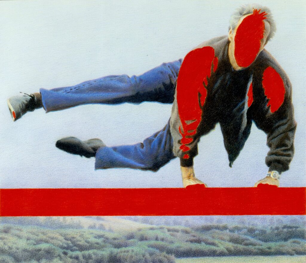 Jumping, by Erik Bulatov, 1995, pencil on paper