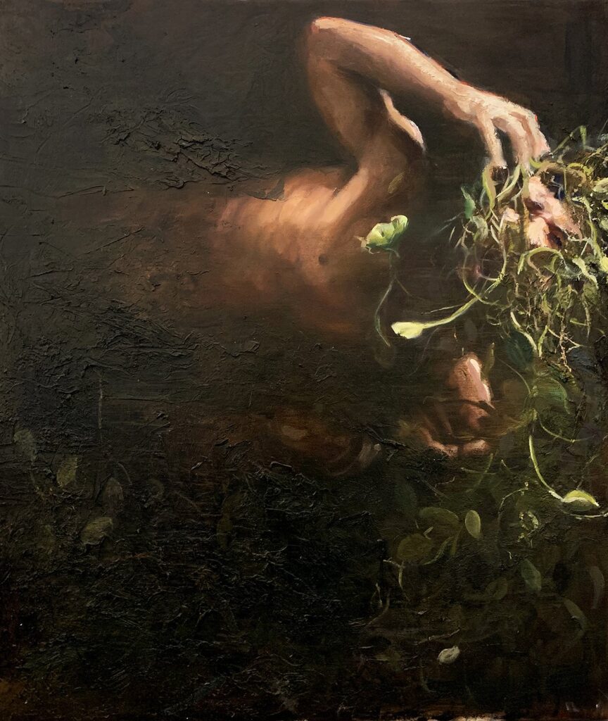 Narcissus, by Daniel Carlini, 2019, oil on canvas