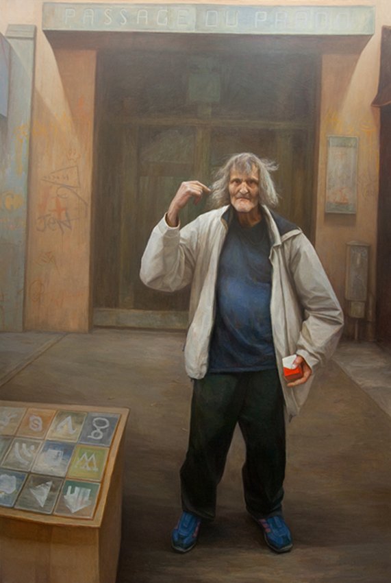 Confrontation: Self-Portrait of the Viewer, by Adam Carnes, 2012, Oil on canvas
