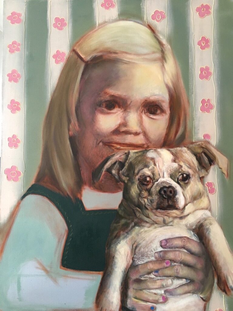 Girl with Puppy, by Kiki Carrillo, 2015, Oil On linen