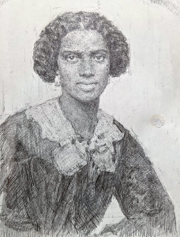 19th Century Woman, by Jeffrey Casto, 2020, graphite on paper