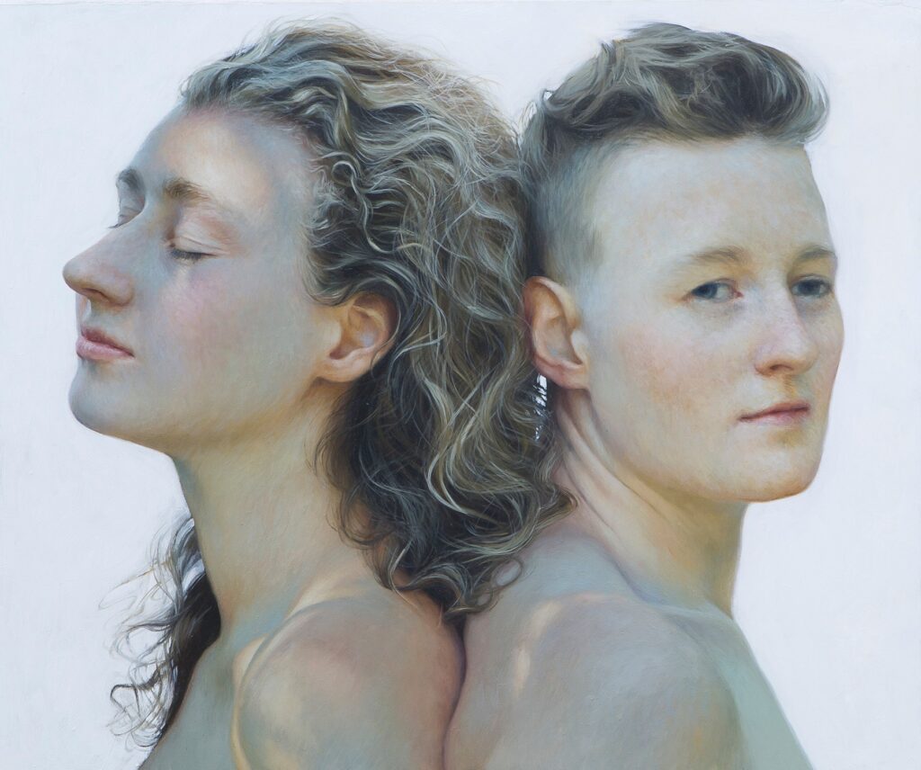 Julia and Qwill, by Aleah Chapin, 2017, oil on panel