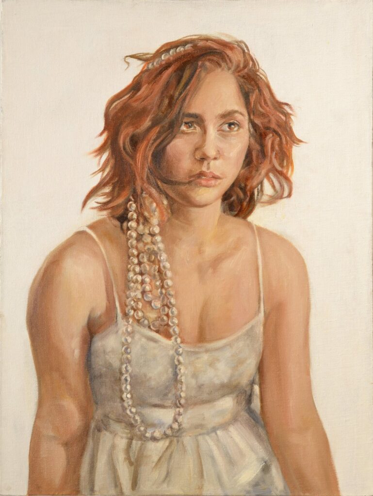 Girl with a Pearl Headdress, by Si Chen, 2016, Oil on linen