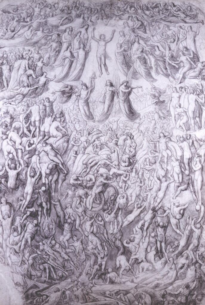 Paul Chenevard, The Last Judgment, by Paul Chenavard, 1888, Charcoal on blue-gray paper