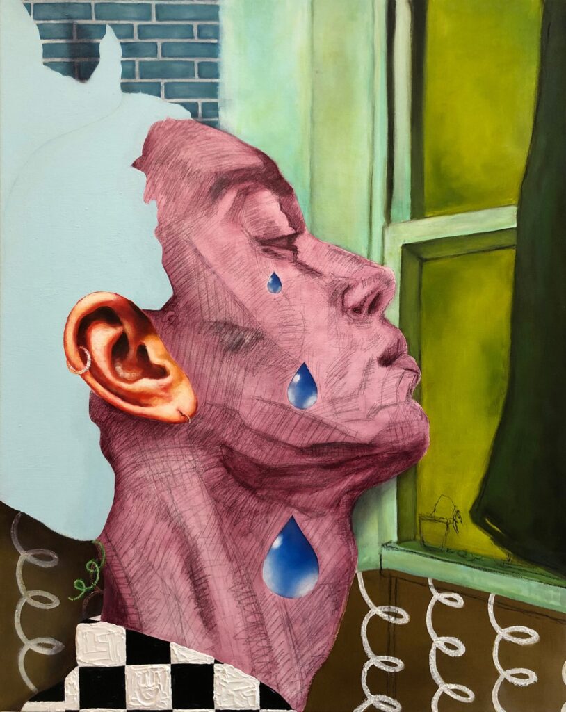 Dog Years, by Chloe Chiasson, 2019, acrylic, oil, graphite, pastel, and charcoal on canvas