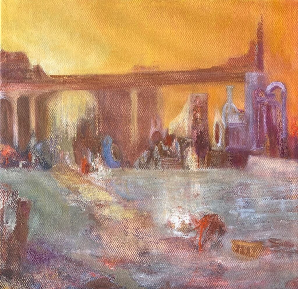 Untitled XI, by Mariano Cinat, 2020, oil and oil pastel on canvas
