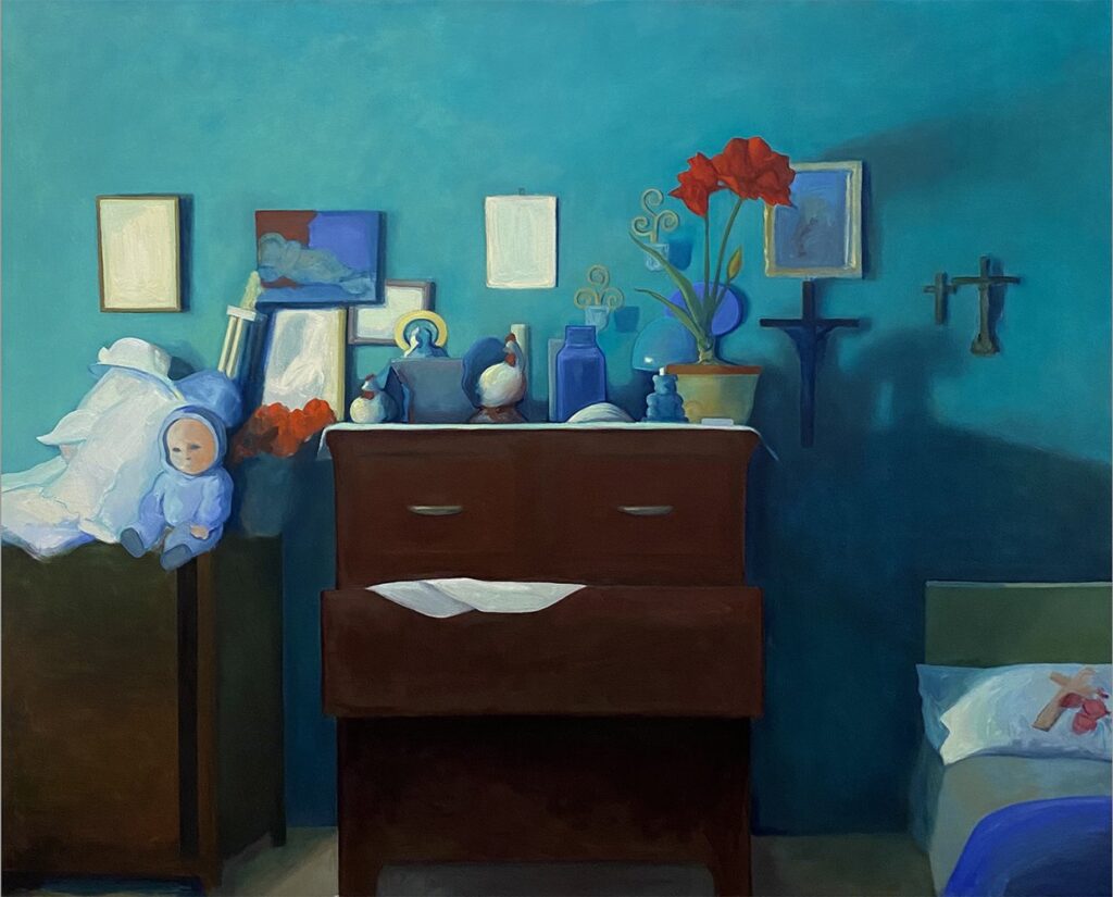 Cuarto Turquesa, by Xóchitl Cisneros, 2024, oil on panel