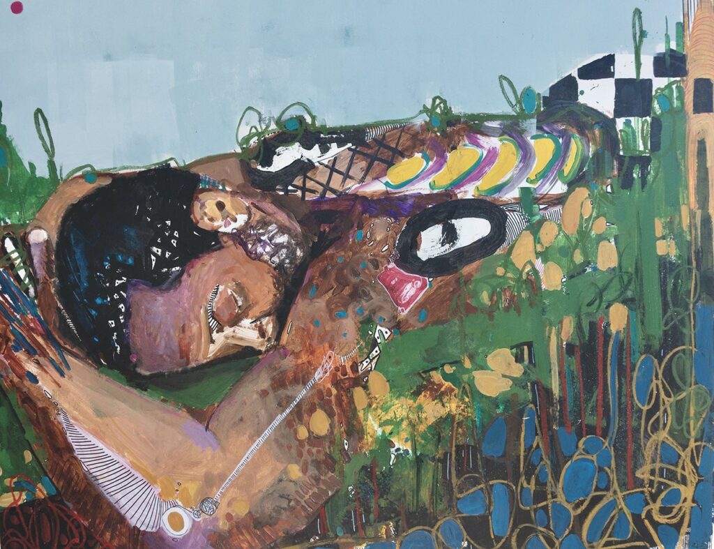 Daily Decomposition, by Sean Gerard Clark, 2021, acrylic and oil pastel on mat board