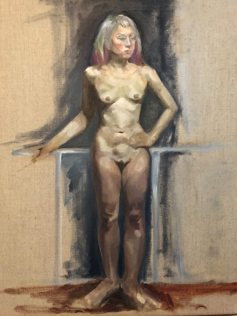 Standing Nude 2, by Anita Clipston, 2019, oil on linen