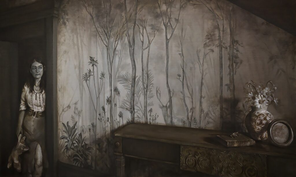 Le Cerf Blanc, by Anita Clipston, 2021, oil on linen mounted to aluminum panel