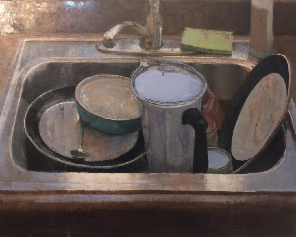 Dirty Dishes, by Garrett Cook, 2014, Oil on canvas