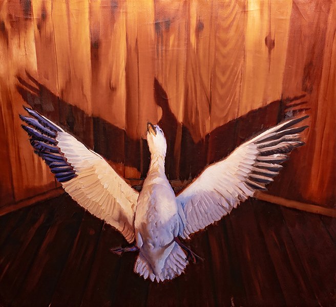 Swan, by Garrett Cook, 2020, oil on linen