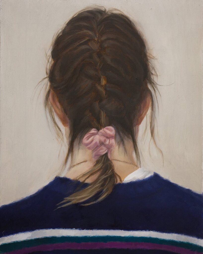 Lucía with Sweater with Stripes, by Tatiana Paola Córdoba Pinzón, 2020, oil on board